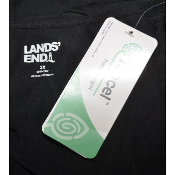NWT Land’s End Twist Waist Midi Dress Tencel Black 2X Stretch LBD V-Neck Bodycon - Picture 6 of 9